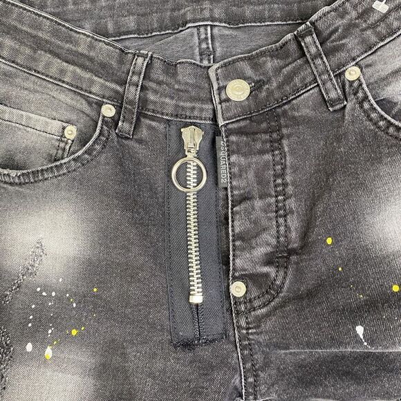 Dsquared2 Jeans Mens 30 Black Distressed Paint Splatter Slim Fit Made in Italy - Picture 5 of 15